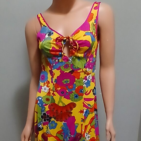 Stunning VTG Nighty 1960-70s Lingerie D'Amor by Molyclaire Size S Silky Oriental - Picture 1 of 16